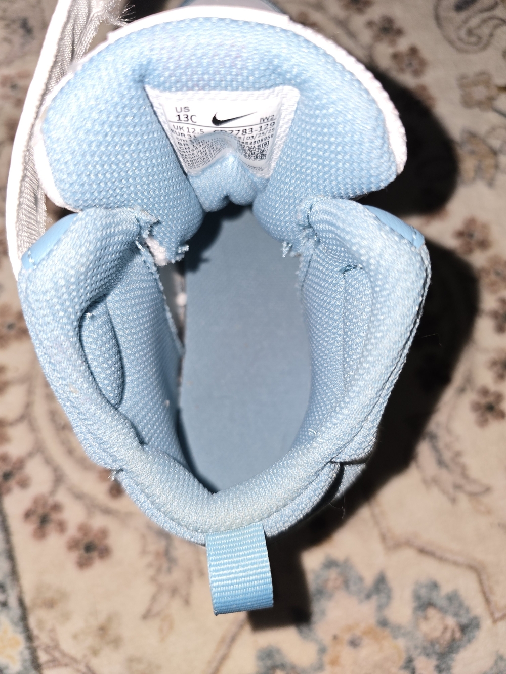 Kids' Court Borough Mid 2  High-Top Sneakers in Light Blue and White - Picture 8 of 9
